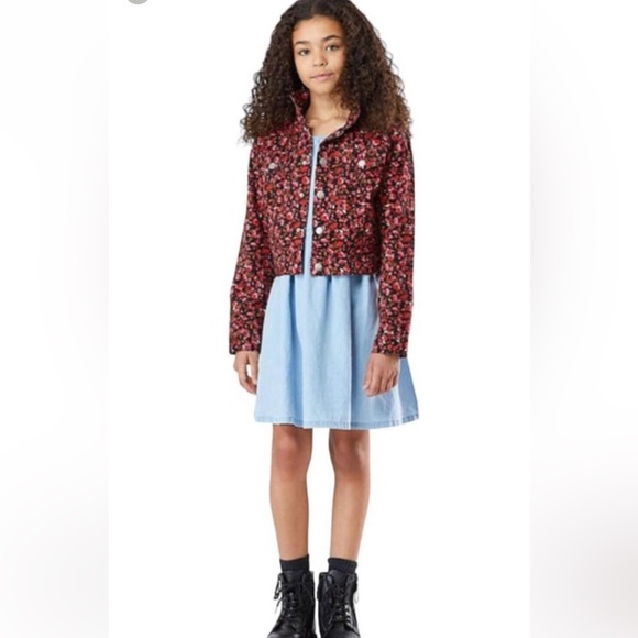 Sanctuary Other - Social Standard by Sanctuary Girls Denim Dress With Floral Jacket NWT Small 6/7